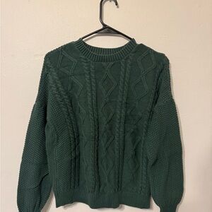 Hollister Green Cable Knit Sweater